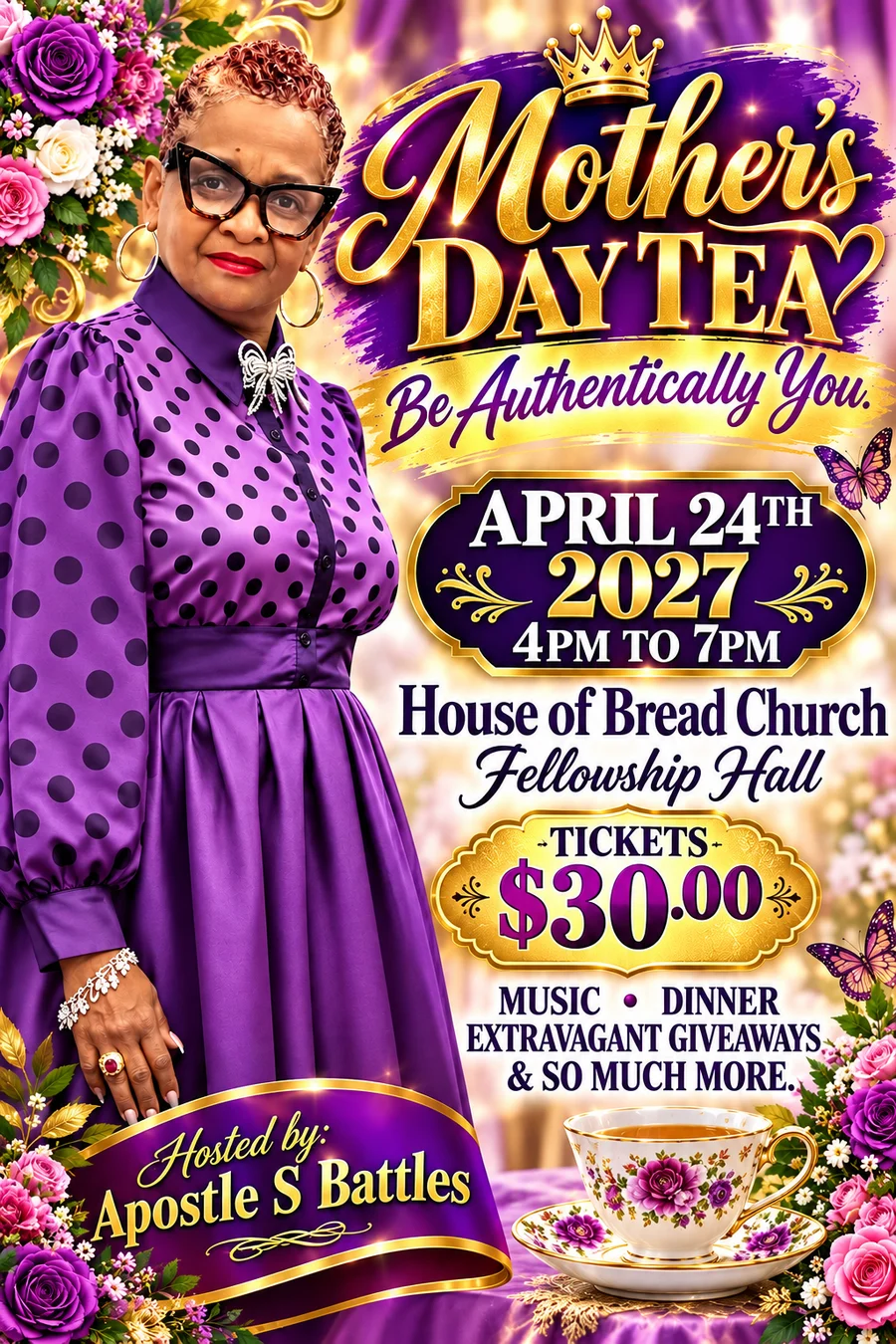 Mother's Day Tea — Be Authentically You flyer